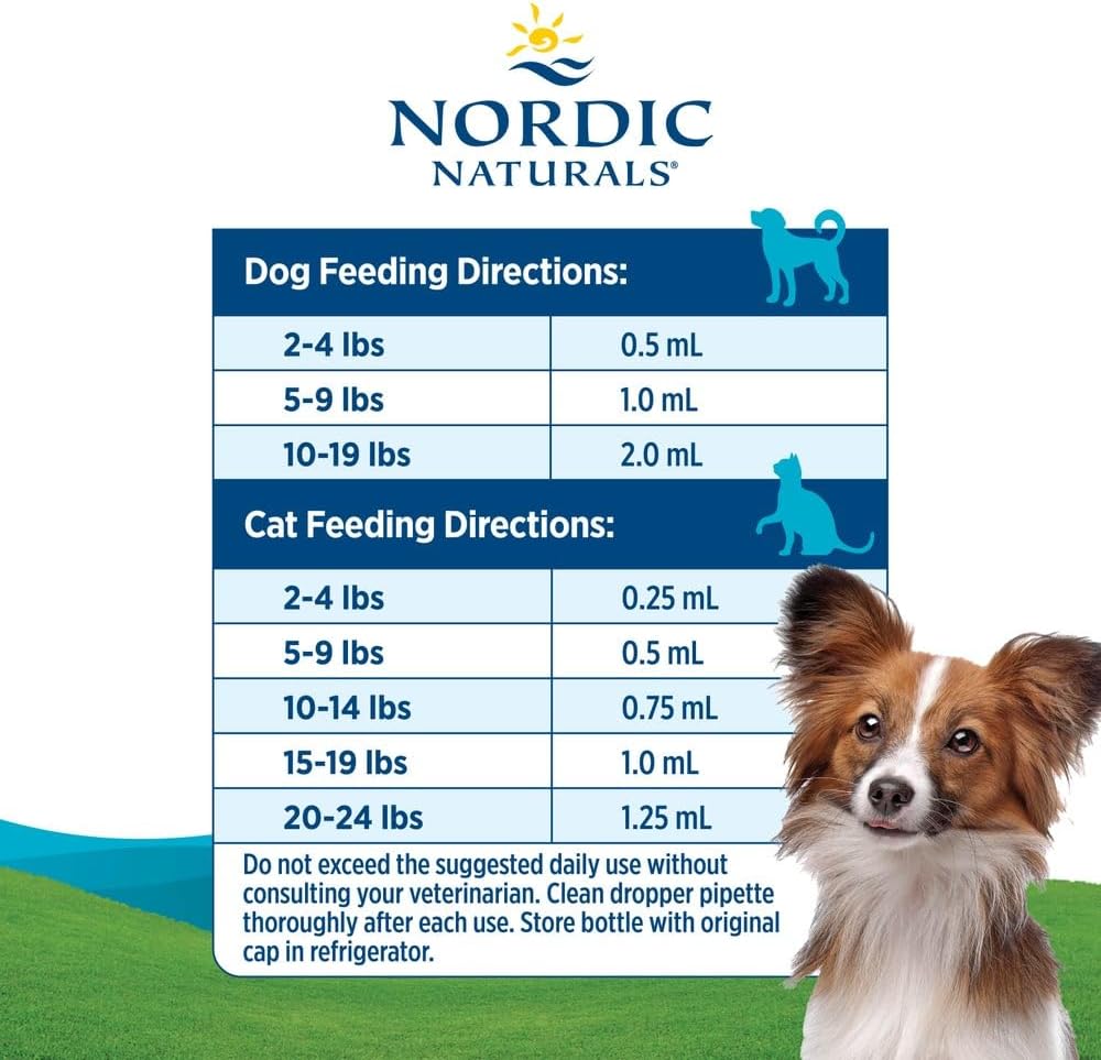 Nordic Naturals Omega-3 Pet, Unflavored - 2 oz - 304 mg Omega-3 Per One mL - Fish Oil for Small Dogs & Cats with EPA & DHA - Promotes Heart, Skin, Coat, & Immune Health