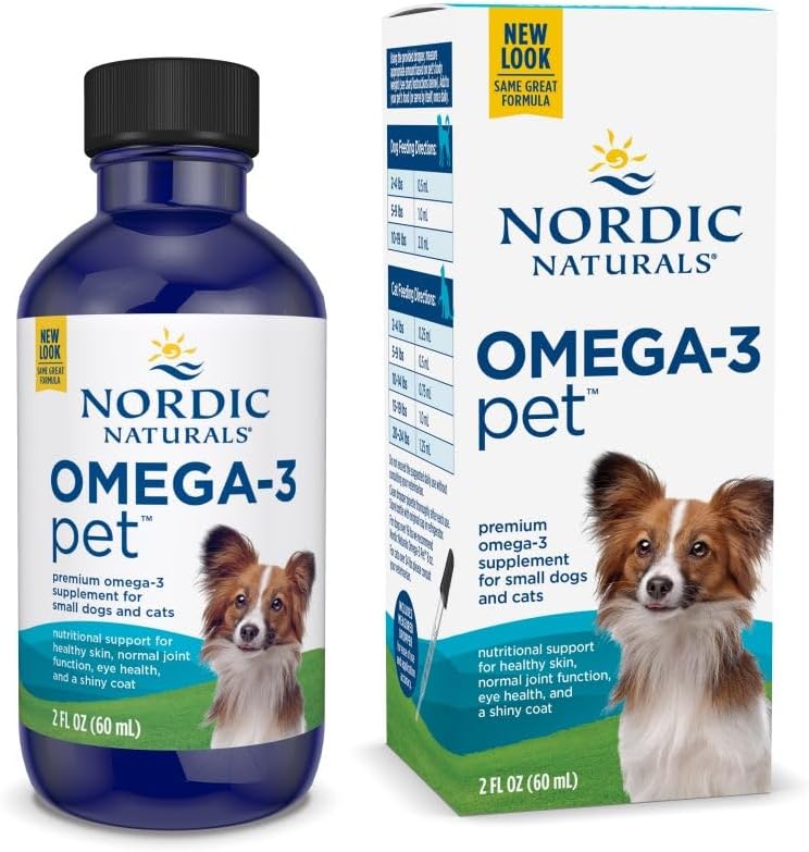 Nordic Naturals Omega-3 Pet, Unflavored - 2 oz - 304 mg Omega-3 Per One mL - Fish Oil for Small Dogs & Cats with EPA & DHA - Promotes Heart, Skin, Coat, & Immune Health