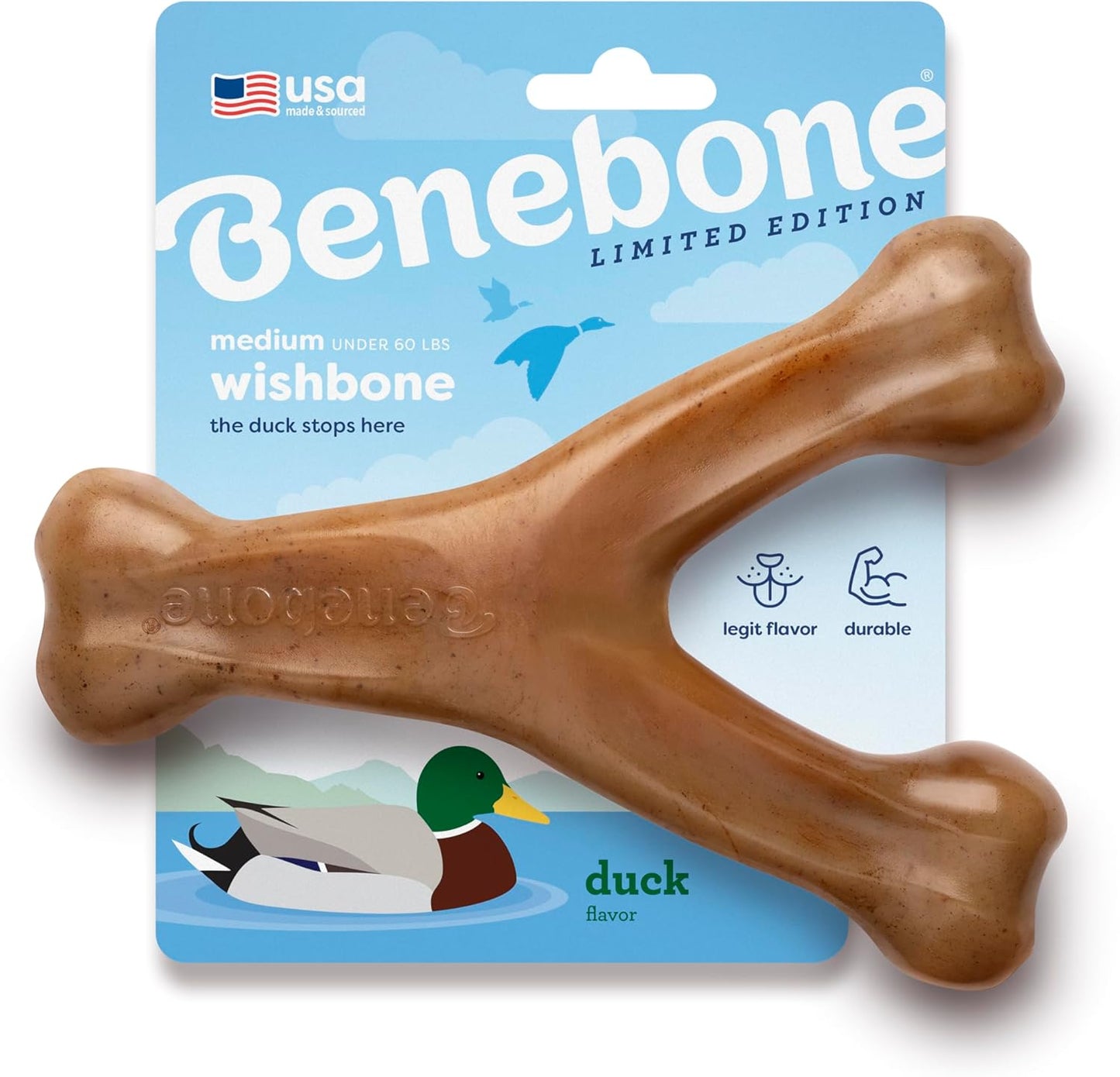 Benebone Wishbone Durable Dog Chew Toy for Aggressive Chewers, Large