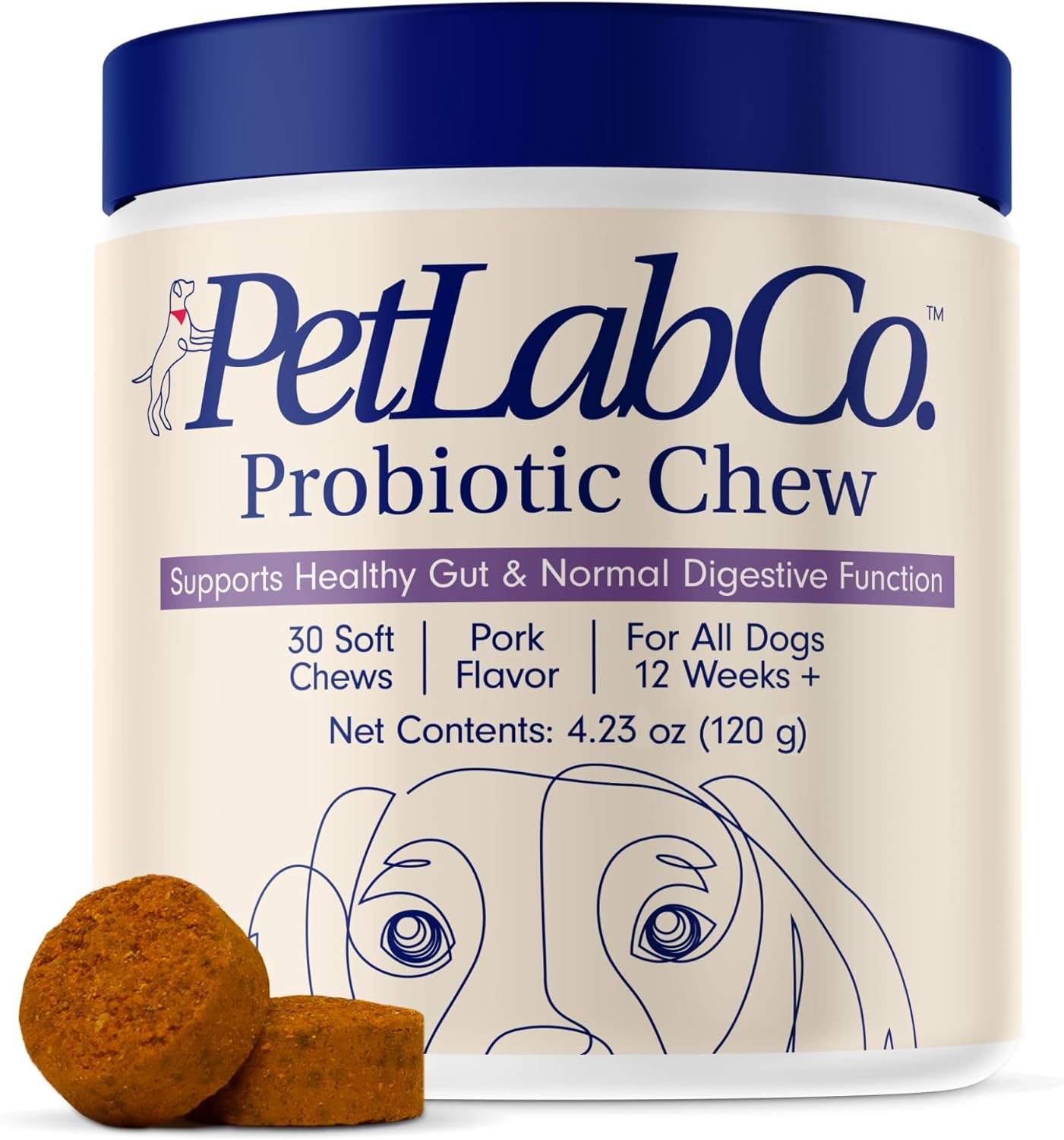 PetLab Co. Allergy & Immune Probiotics for Dogs, Support Seasonal Allergies, Gut & Digestive Health - Pork Flavor - 30 Soft Chews - Pack of 2