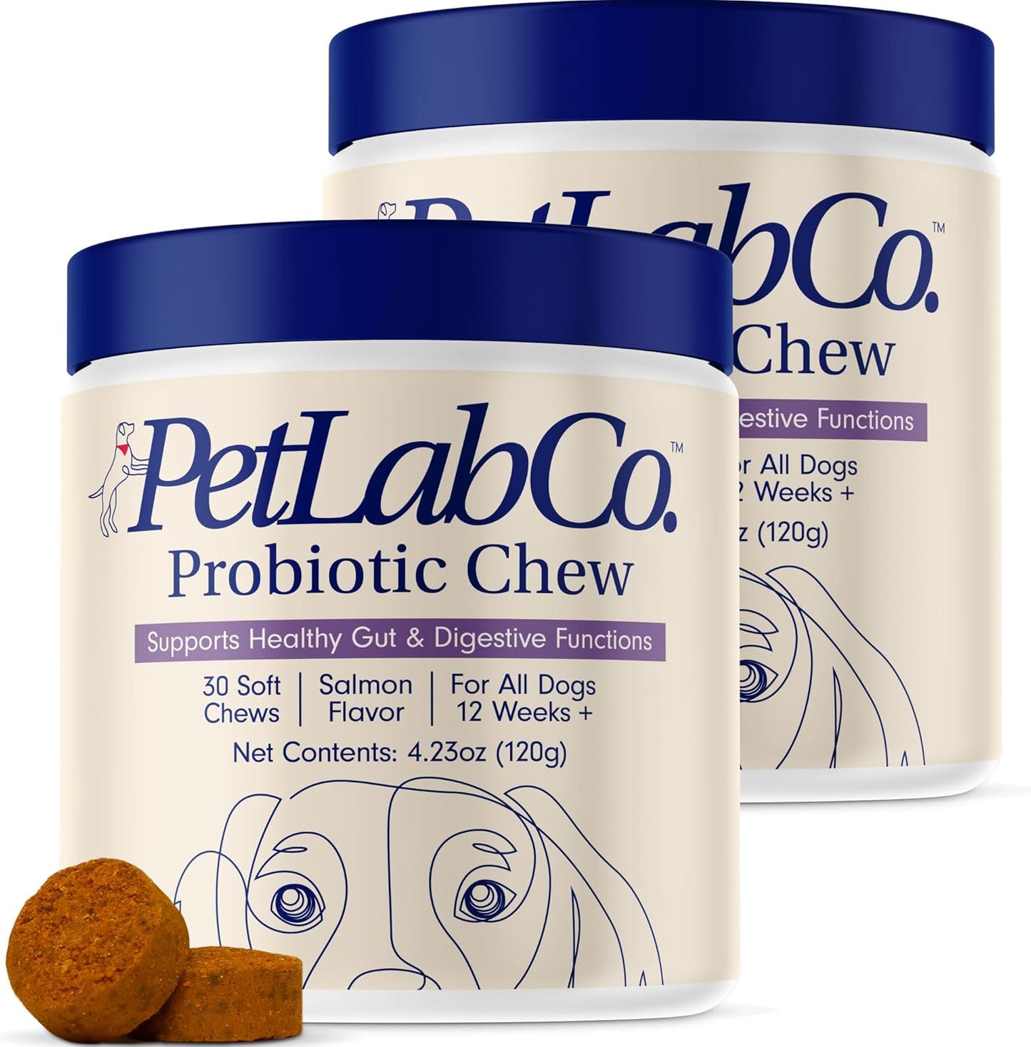 PetLab Co. Allergy & Immune Probiotics for Dogs, Support Seasonal Allergies, Gut & Digestive Health - Pork Flavor - 30 Soft Chews - Pack of 2