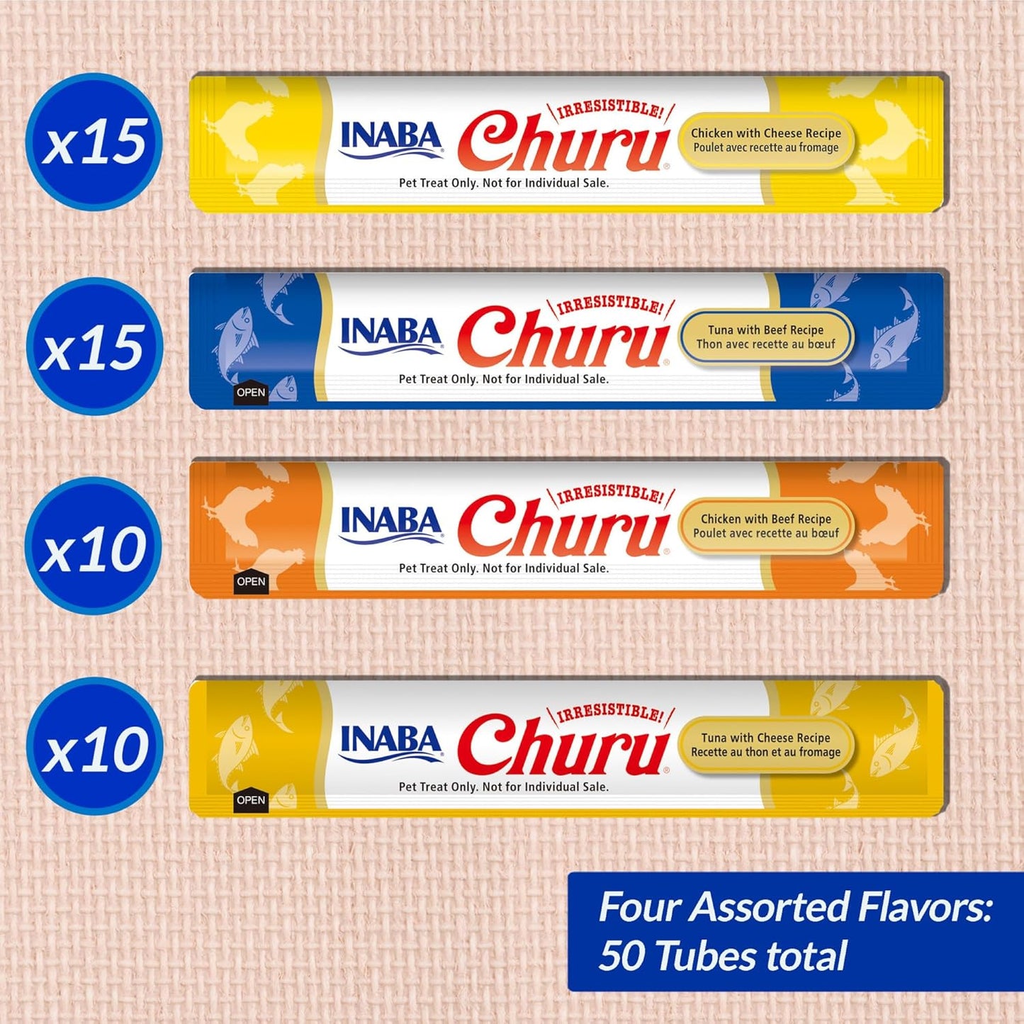 INABA Churu Cat Treats, Lickable, Squeezable Creamy Purée Cat Treat with Green Tea Extract & Taurine, 0.5 Ounces Each Tube, 20 Tubes, Chicken Variety Box