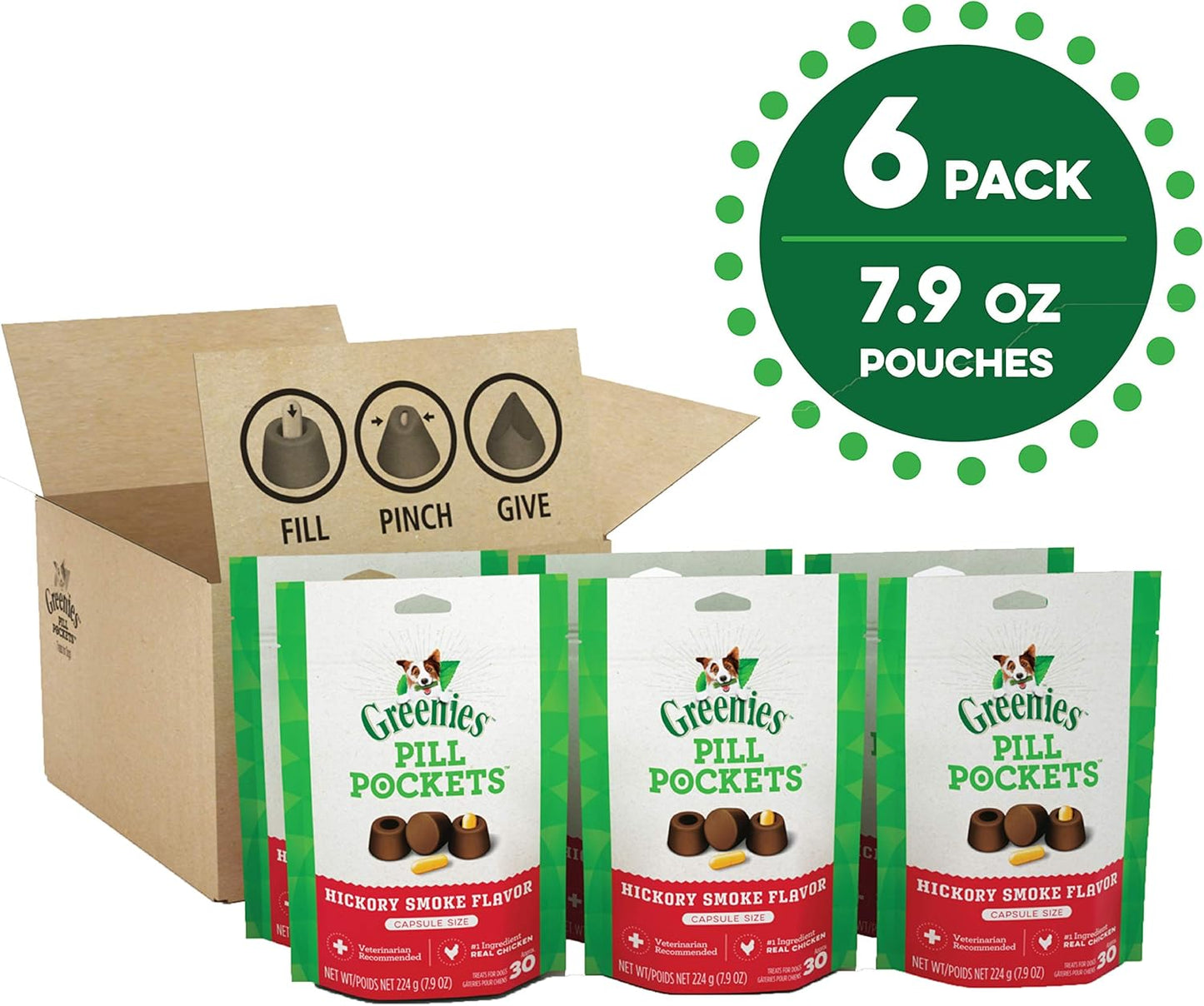 Greenies Pill Pockets for Dogs Large Size, Soft Dog Treats, with Real Peanut Butter, 15.8 oz. Pouch (60 Treats)