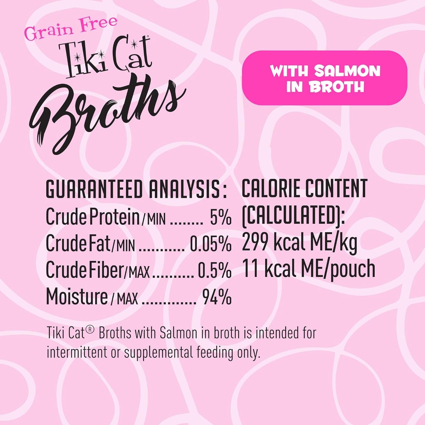 Tiki Cat Born Carnivore Broths, Salmon Recipe, Hydration and Flavor Supplement Cat Food Topper, 1.3 oz. Pouch (Pack of 12)