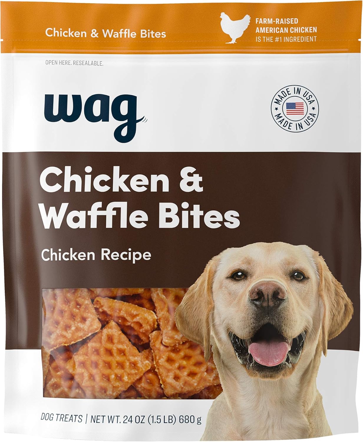 Amazon Brand - Wag Dog Treats Chicken and Waffle Bites