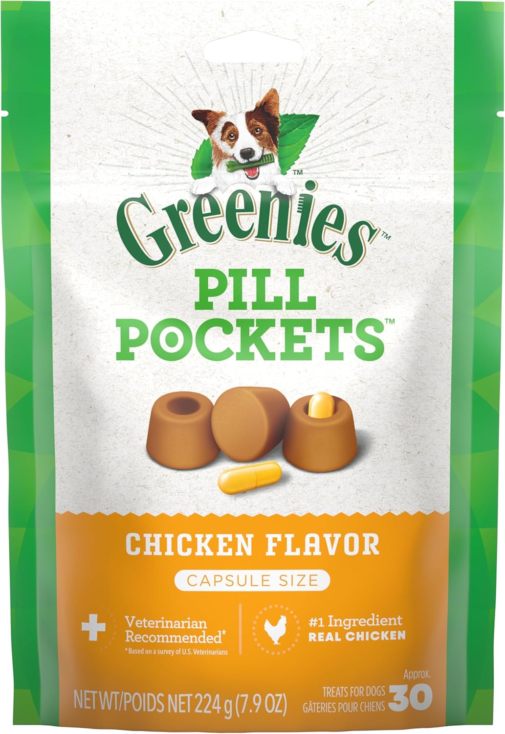 Greenies Pill Pockets for Dogs Large Size, Soft Dog Treats, with Real Peanut Butter, 15.8 oz. Pouch (60 Treats)