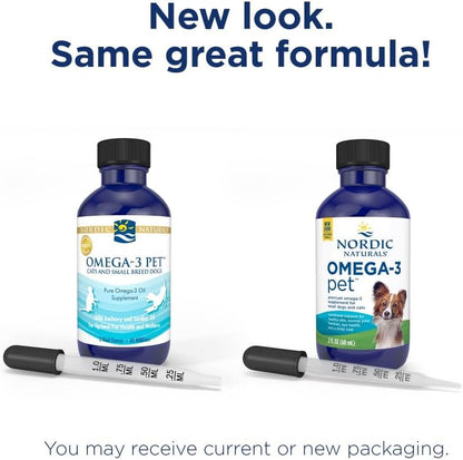 Nordic Naturals Omega-3 Pet, Unflavored - 2 oz - 304 mg Omega-3 Per One mL - Fish Oil for Small Dogs & Cats with EPA & DHA - Promotes Heart, Skin, Coat, & Immune Health