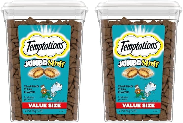 Temptations Jumbo Stuff Crunchy and Soft Cat Treats, Tasty Chicken Flavor, 14 oz. Tub