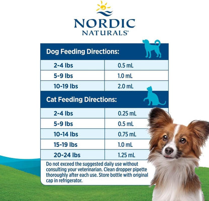 Nordic Naturals Omega-3 Pet, Unflavored - 2 oz - 304 mg Omega-3 Per One mL - Fish Oil for Small Dogs & Cats with EPA & DHA - Promotes Heart, Skin, Coat, & Immune Health