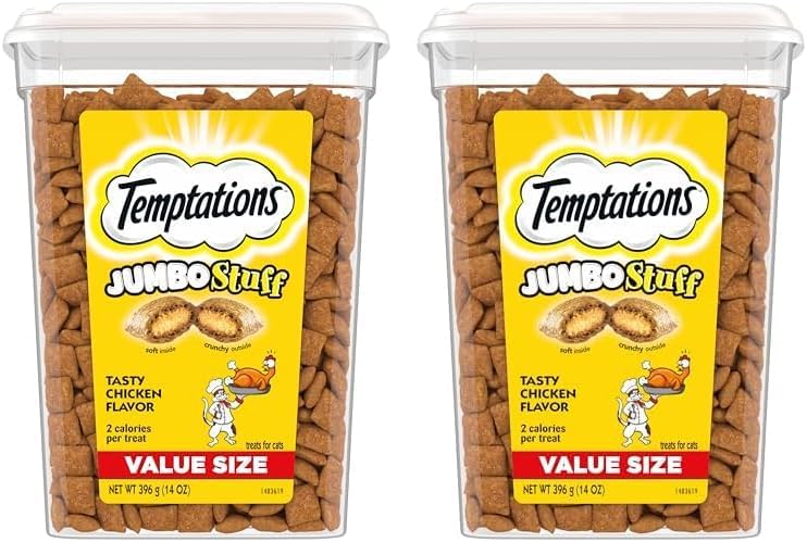 Temptations Jumbo Stuff Crunchy and Soft Cat Treats, Tasty Chicken Flavor, 14 oz. Tub