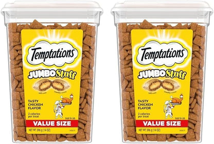 Temptations Jumbo Stuff Crunchy and Soft Cat Treats, Tasty Chicken Flavor, 14 oz. Tub