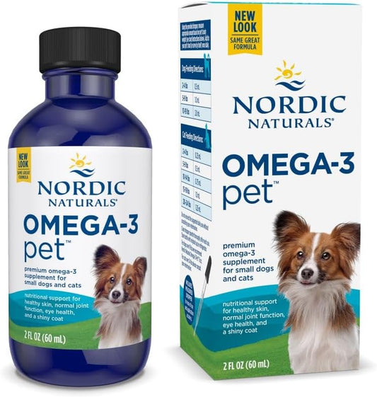 Nordic Naturals Omega-3 Pet, Unflavored - 2 oz - 304 mg Omega-3 Per One mL - Fish Oil for Small Dogs & Cats with EPA & DHA - Promotes Heart, Skin, Coat, & Immune Health