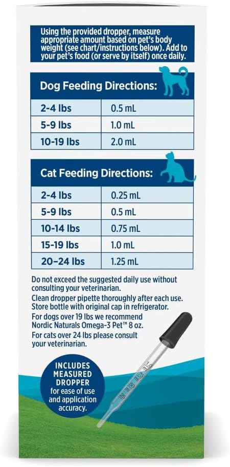 Nordic Naturals Omega-3 Pet, Unflavored - 2 oz - 304 mg Omega-3 Per One mL - Fish Oil for Small Dogs & Cats with EPA & DHA - Promotes Heart, Skin, Coat, & Immune Health