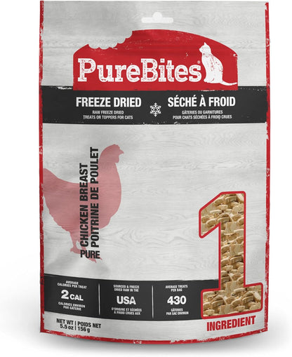 PureBites Chicken Freeze Dried Cat Treats, 1 Ingredient, Made in USA, 2.3oz