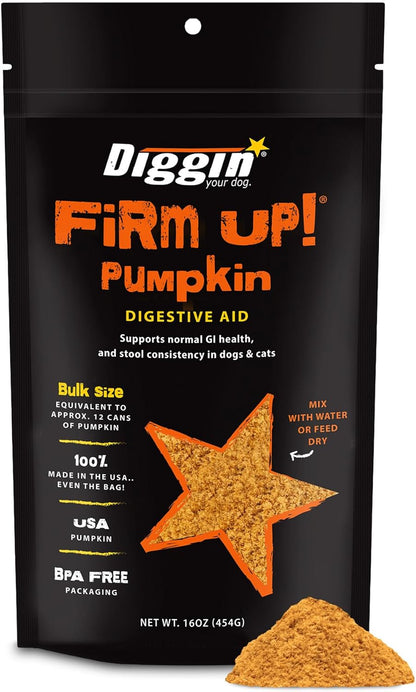 Diggin' Your Dog – Firm Up Pumpkin for Dogs & Cats – Fiber Supplement with Pumpkin & Apple Fiber for Cat & Dog Digestive Support – Made in USA, 4 oz