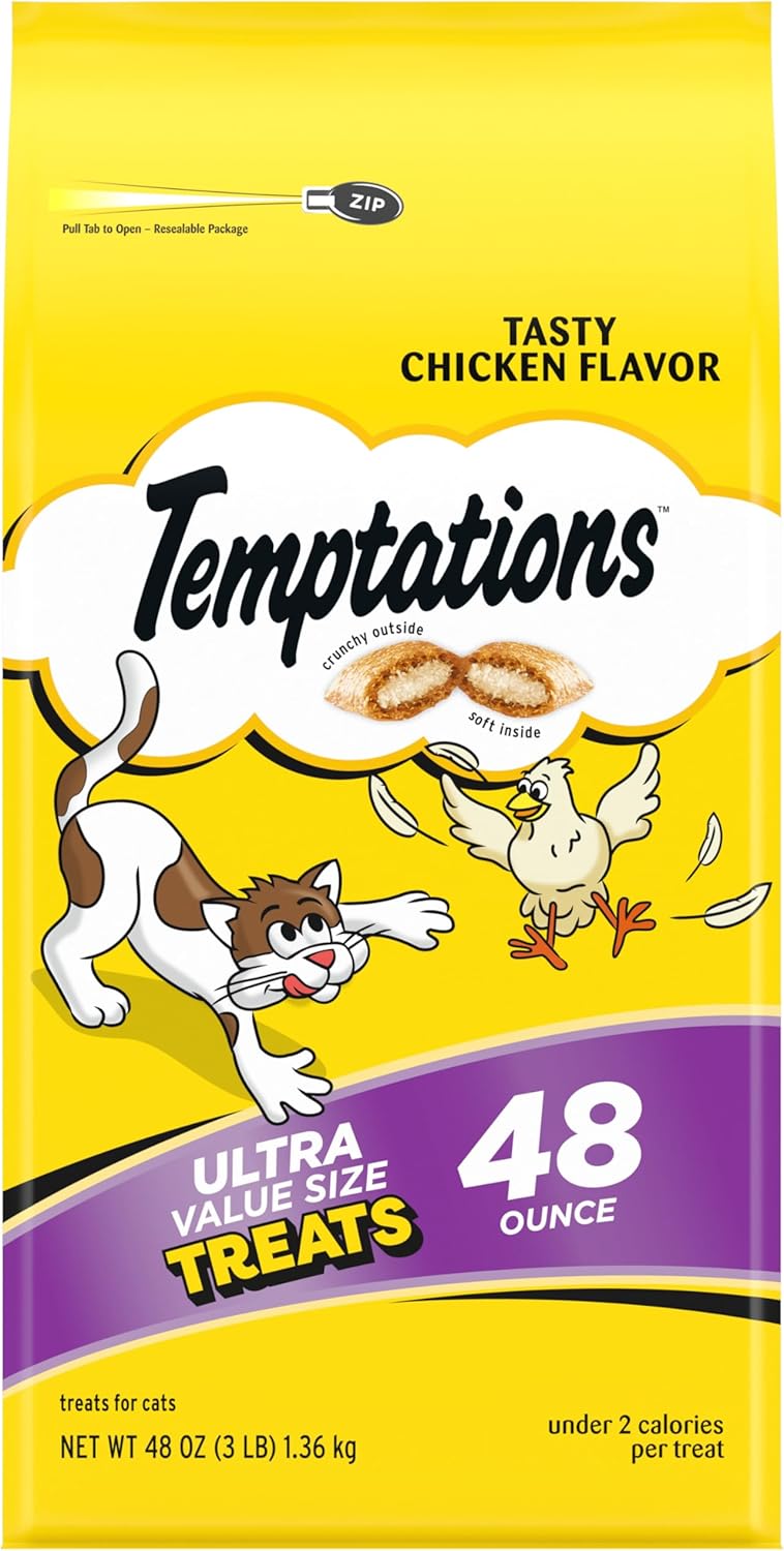 Temptations Classic Crunchy and Soft Cat Treats Tasty Chicken Flavor, 30 oz. Tub