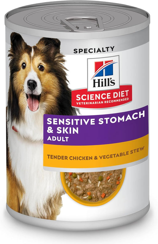 Hill's Science Diet Adult Sensitive Stomach & Sensitive Skin Tender Turkey & Rice Stew Canned Wet Dog Food, 12.5 oz., Pack of 12