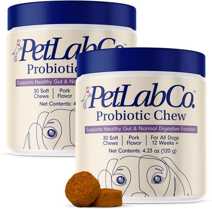PetLab Co. Allergy & Immune Probiotics for Dogs, Support Seasonal Allergies, Gut & Digestive Health - Pork Flavor - 30 Soft Chews - Pack of 2