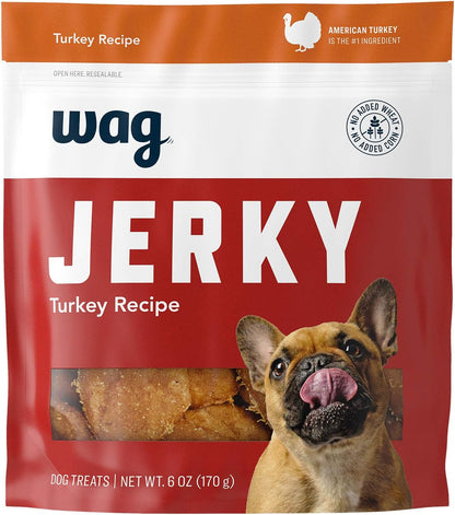 Amazon Brand - Wag Soft & Tender American Jerky Dog Treats – Turkey & Sweet Potato, 16 Ounce (Pack of 1)