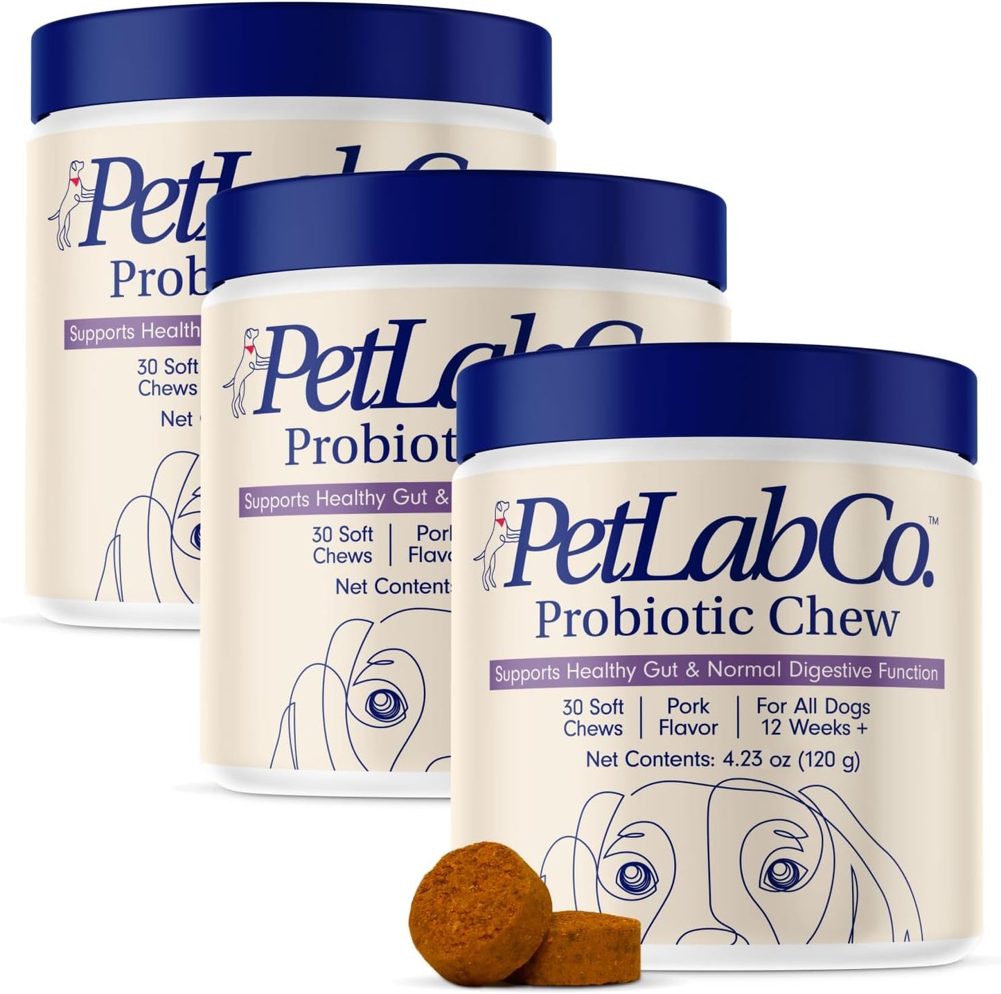 PetLab Co. Allergy & Immune Probiotics for Dogs, Support Seasonal Allergies, Gut & Digestive Health - Pork Flavor - 30 Soft Chews - Pack of 2