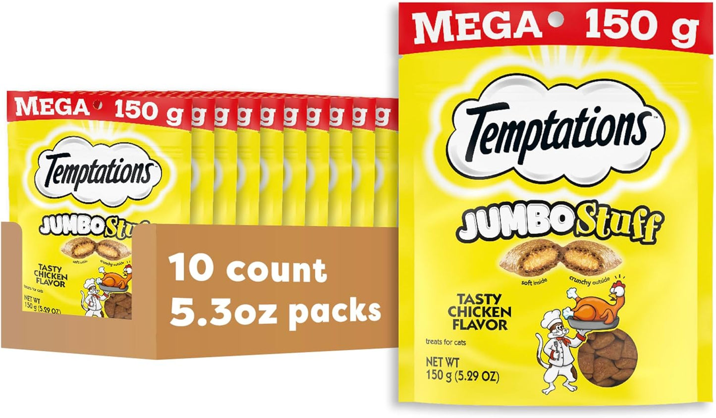 Temptations Jumbo Stuff Crunchy and Soft Cat Treats, Tasty Chicken Flavor, 14 oz. Tub