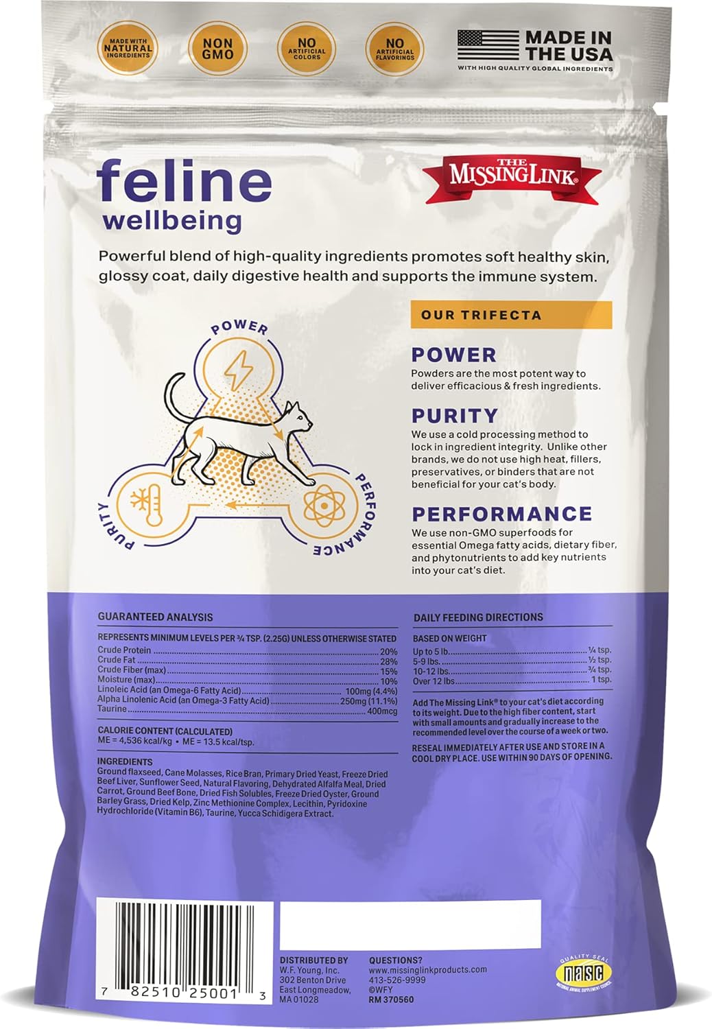 The Missing Link Feline Superfood Supplement Powder 6oz Bag, Veterinarian Formulated, Balanced Omega 3 & 6 for Healthy Skin & Coat, Digestion, Immunity & Overall Cat Health