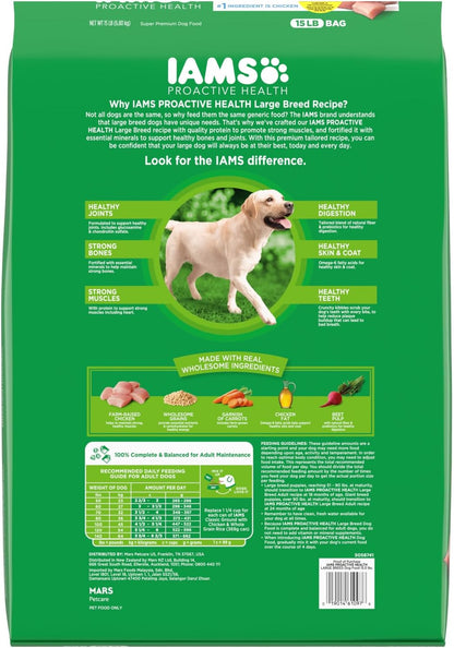 IAMS Proactive Health Large Breed Adult Dry Dog Food with Real Chicken, 15 lb. Bag
