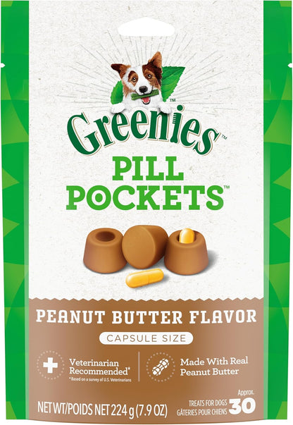 Greenies Pill Pockets for Dogs Large Size, Soft Dog Treats, with Real Peanut Butter, 15.8 oz. Pouch (60 Treats)