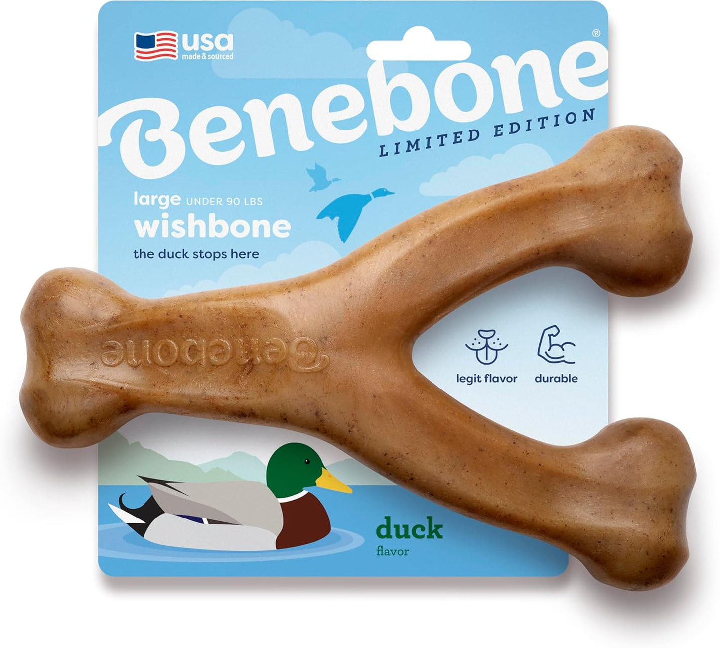 Benebone Wishbone Durable Dog Chew Toy for Aggressive Chewers, Large