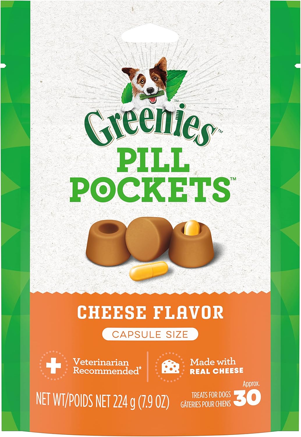 Greenies Pill Pockets for Dogs Large Size, Soft Dog Treats, with Real Peanut Butter, 15.8 oz. Pouch (60 Treats)