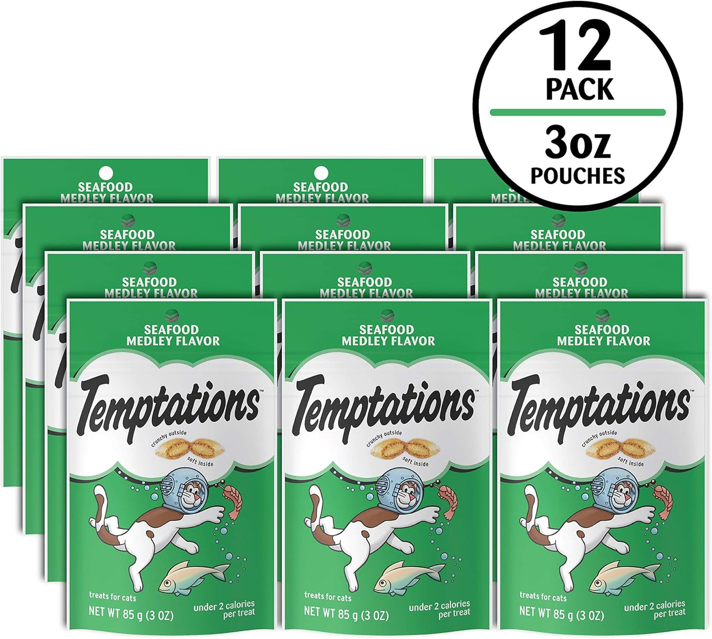 Temptations Classic Crunchy and Soft Cat Treats, Savory Salmon Flavor, 30 oz. Tub