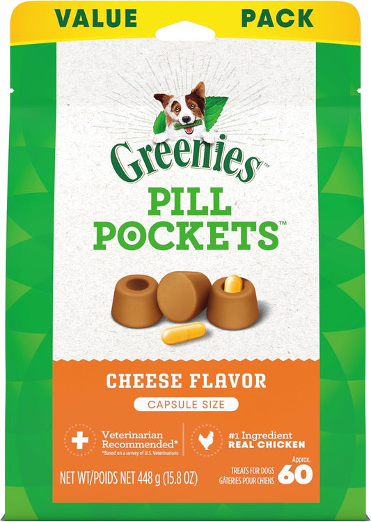 Greenies Pill Pockets for Dogs Large Size, Soft Dog Treats, with Real Peanut Butter, 15.8 oz. Pouch (60 Treats)