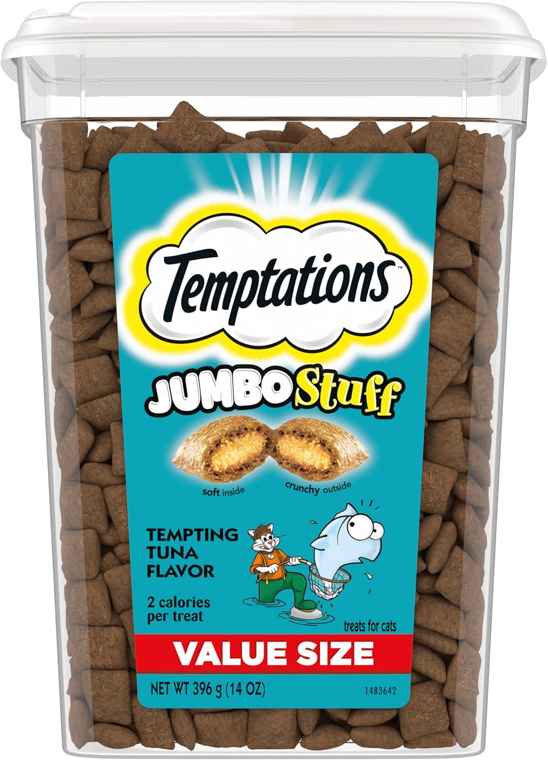 Temptations Jumbo Stuff Crunchy and Soft Cat Treats, Tasty Chicken Flavor, 14 oz. Tub