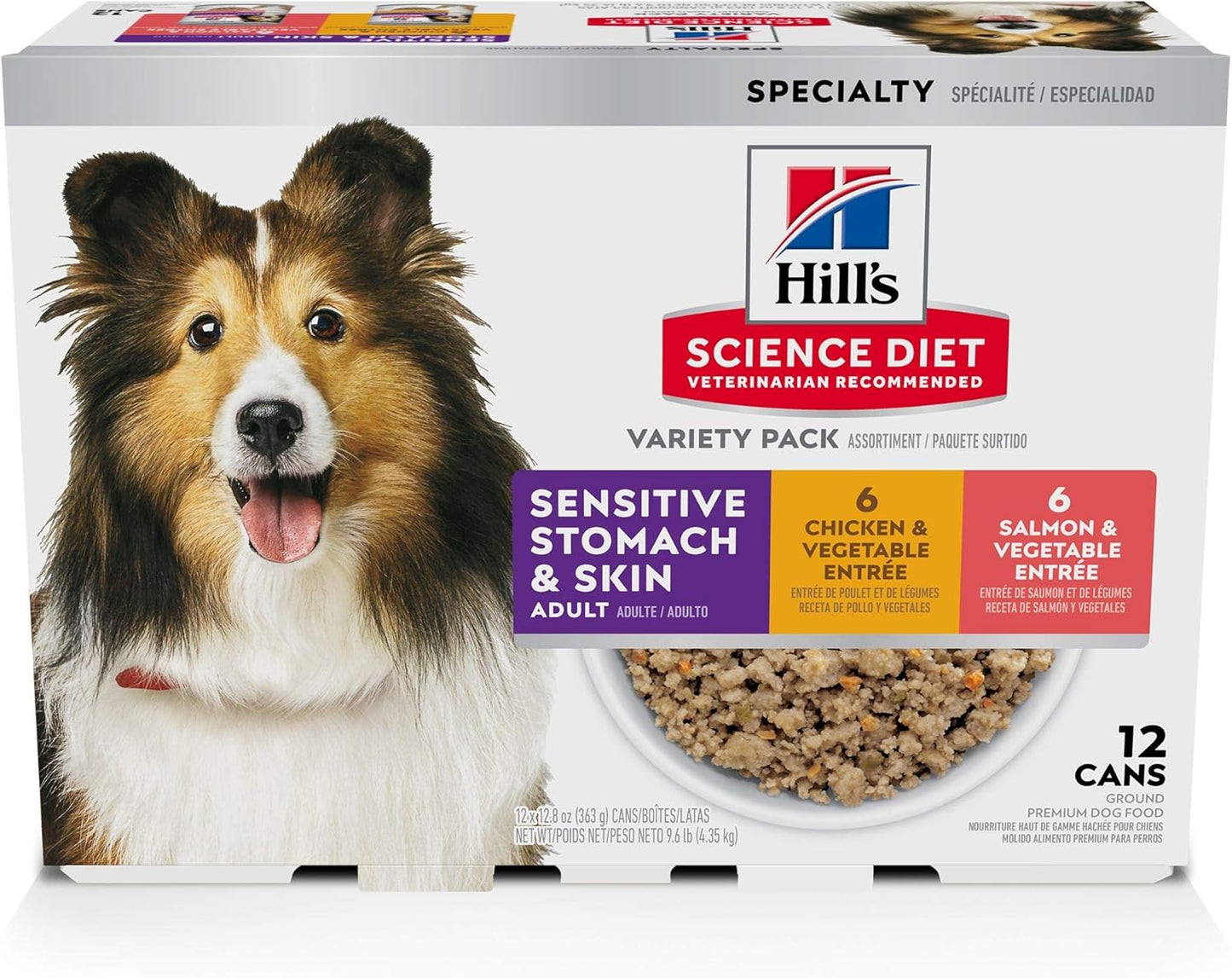 Hill's Science Diet Adult Sensitive Stomach & Sensitive Skin Tender Turkey & Rice Stew Canned Wet Dog Food, 12.5 oz., Pack of 12