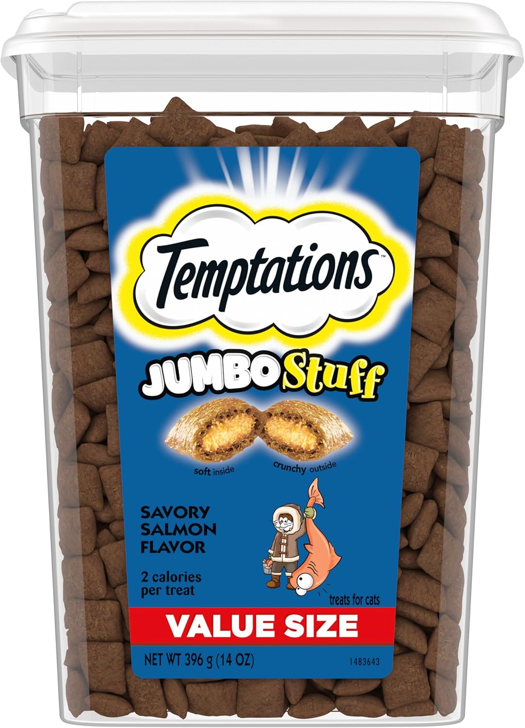 Temptations Jumbo Stuff Crunchy and Soft Cat Treats, Tasty Chicken Flavor, 14 oz. Tub