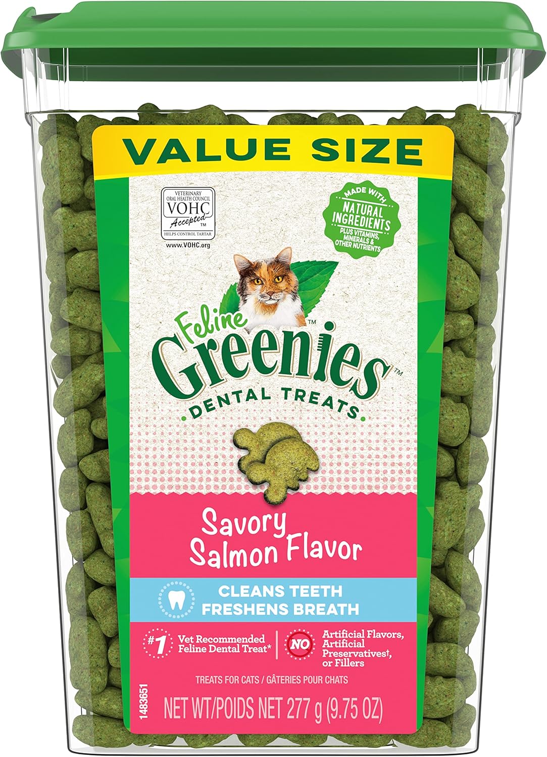 Greenies Feline Adult Dental Cat Treats, Oven Roasted Chicken Flavor, 9.75 oz. Tub