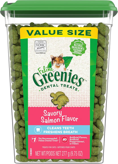 Greenies Feline Adult Dental Cat Treats, Oven Roasted Chicken Flavor, 9.75 oz. Tub