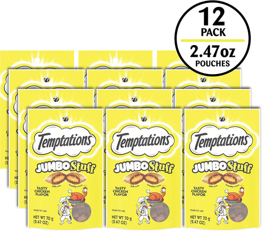 Temptations Jumbo Stuff Crunchy and Soft Cat Treats, Tasty Chicken Flavor, 14 oz. Tub