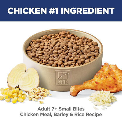 Hill's Science Diet Adult 7+, Senior Adult 7+ Premium Nutrition, Small Kibble, Dry Dog Food, Chicken, Brown Rice, & Barley, 15 lb Bag