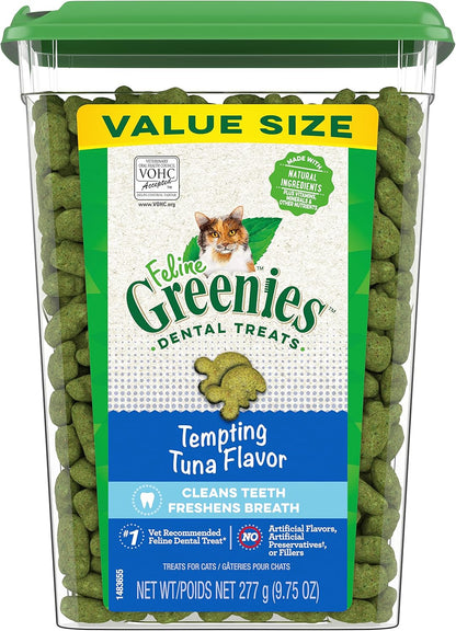 Greenies Feline Adult Dental Cat Treats, Oven Roasted Chicken Flavor, 9.75 oz. Tub