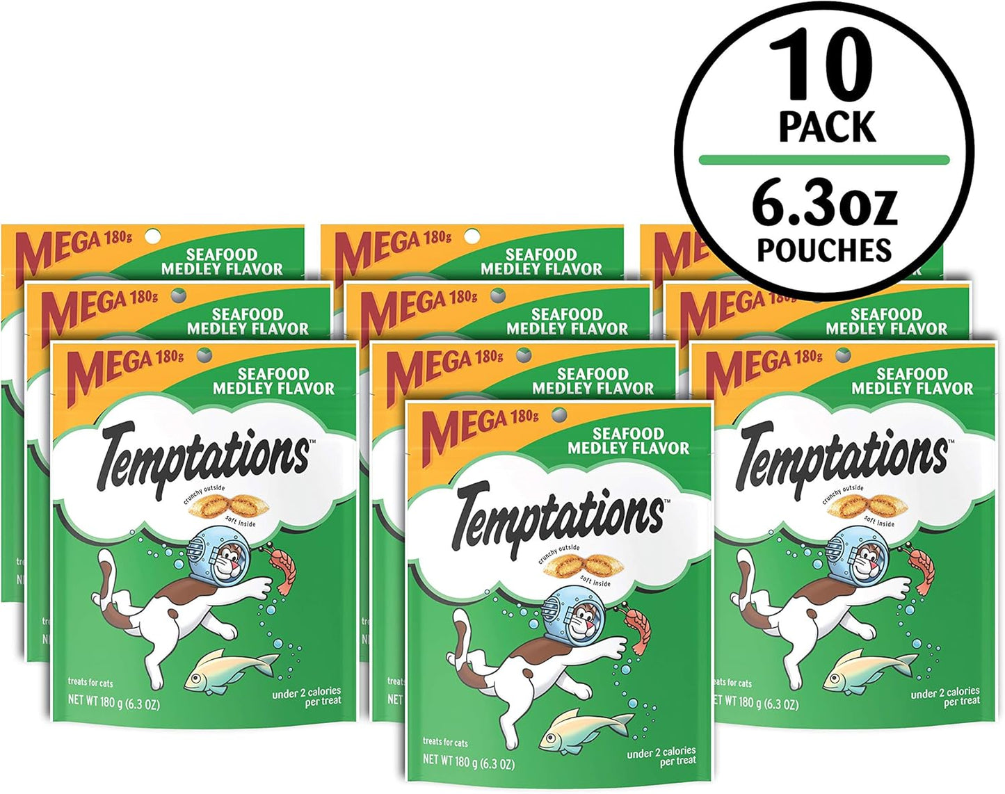 Temptations Classic Crunchy and Soft Cat Treats, Savory Salmon Flavor, 30 oz. Tub