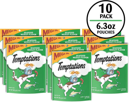 Temptations Classic Crunchy and Soft Cat Treats, Savory Salmon Flavor, 30 oz. Tub